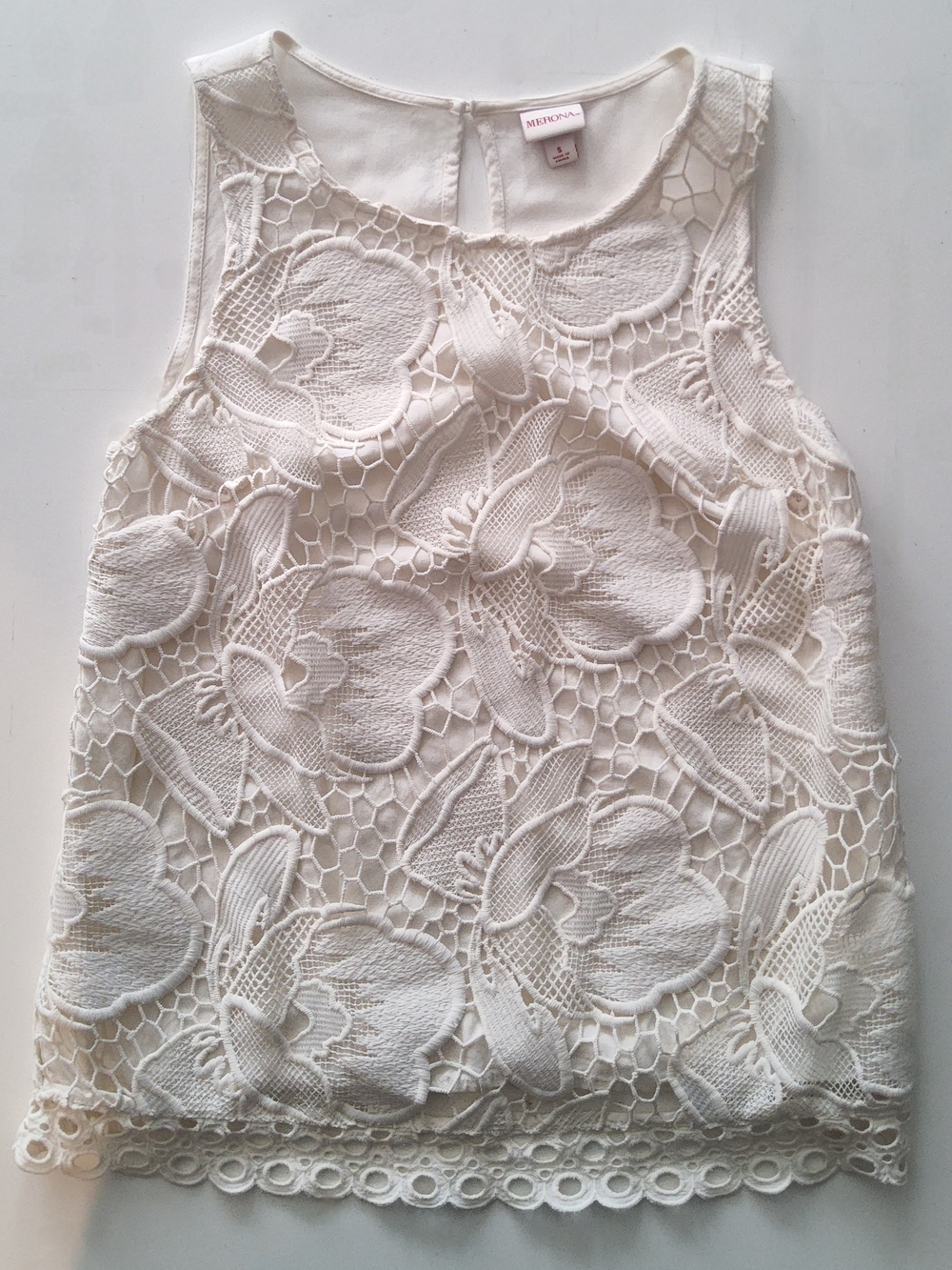 Small, Ivory Crochet Floral, Dressy Tank